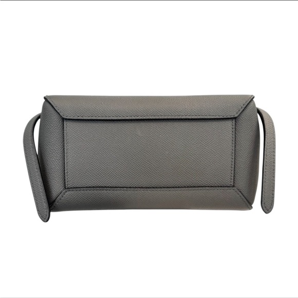 CELINE NANO BELT BAG Grained Calfskin Gray Antique Gold-Tone Metal Crossbody Bag - Picture 2 of 16